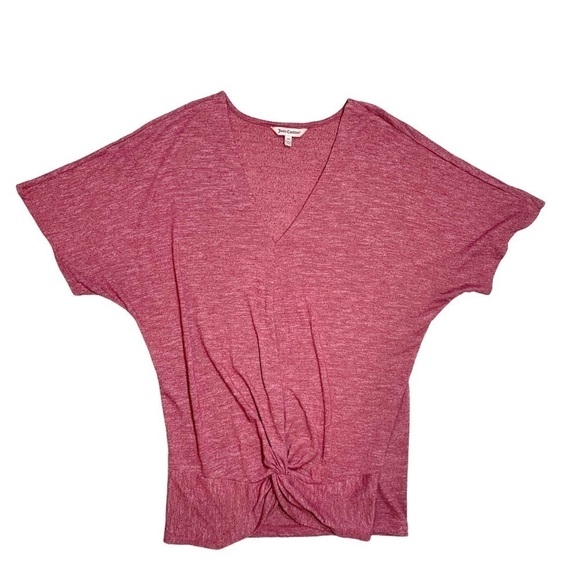 Y2K Juicy Couture Red Dolman Sleeve Front Twist Hem Short Sleeve Shirt - Picture 9 of 16